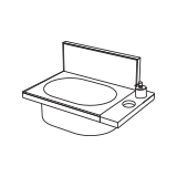 Washbasin with framework and side accessory holder bar rightleft
